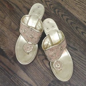 Jack Rogers Gold Wedge Sandal - size 10